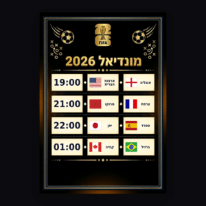 לוח שידורים מונדיאל 2026 עיצוב כהה – לוח משחקים FIFA 2026 בעיצוב דרמטי