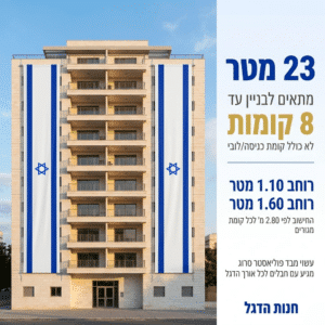 דגל אורך ישראל 23 מ' תוצרת הארץ - דגלי אורך לבניין ישראל - חנות הדגל