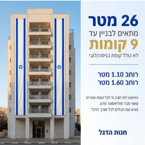 דגל אורך ישראל 26 מ' תוצרת הארץ - דגלי אורך לבניין ישראל - חנות הדגל