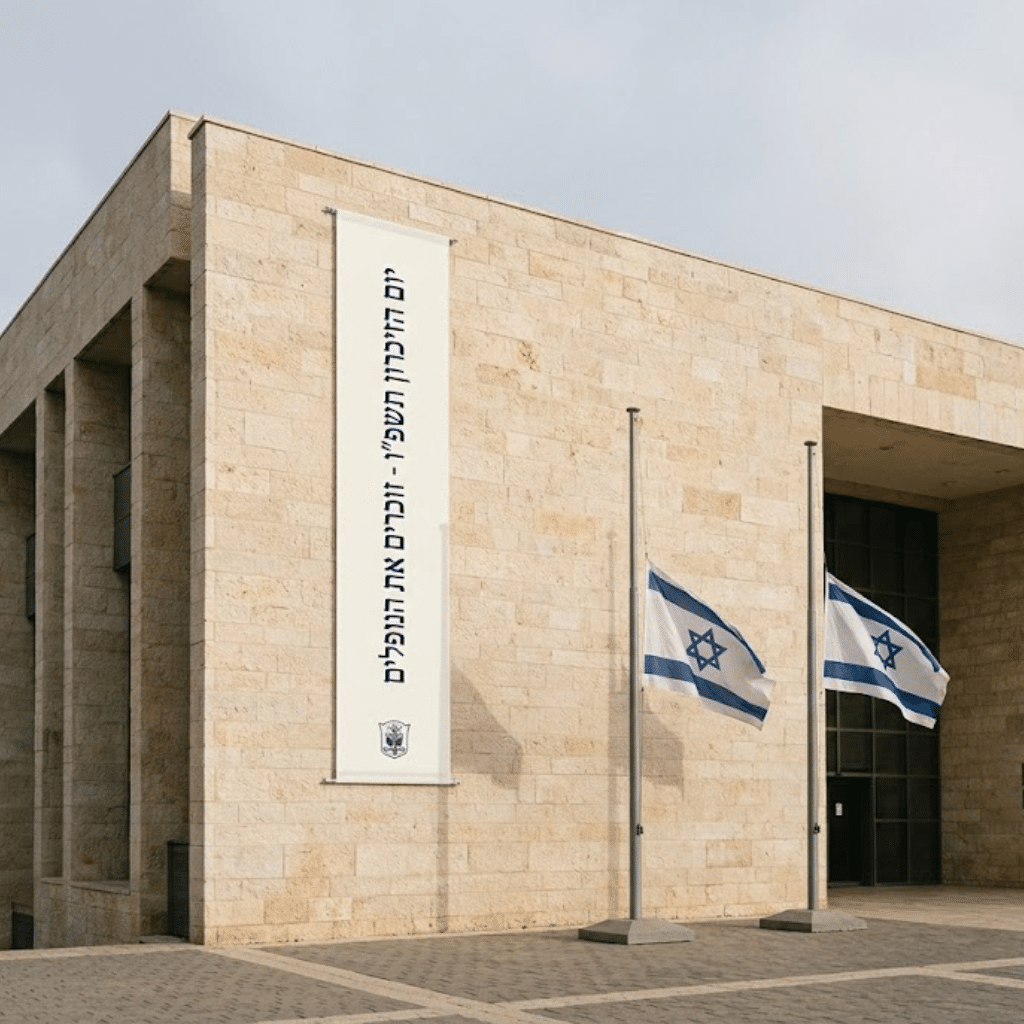 באנר עירייה על מבנה ציבורי